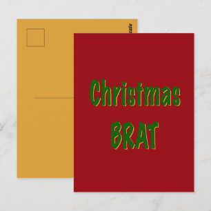 Carte Postale Noël Forêt Vert Or Friand sur Cramoisi Rouge