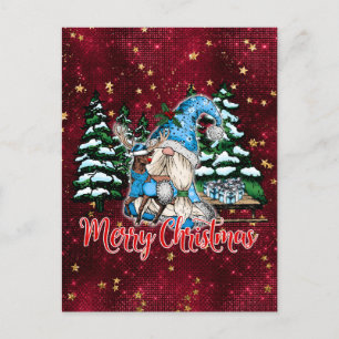 Carte postale Noël Gnome Bourgogne Red Stars