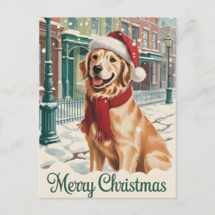 Carte Postale Noël Golden Retriever