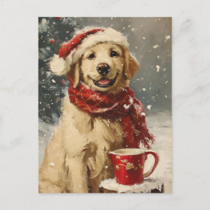 Carte Postale Noël Golden Retriever