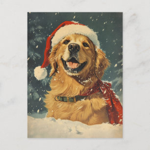 Carte Postale Noël Golden Retriever