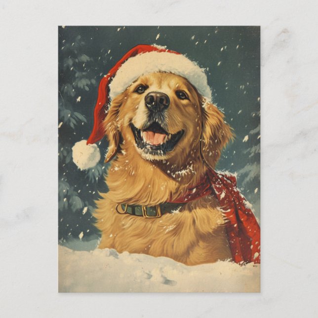 Carte Postale Noël Golden Retriever (Devant)