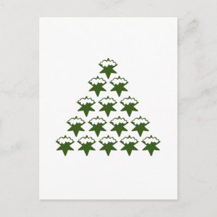 Carte Postale Noël Green Neige Etoiles Arbre blanc