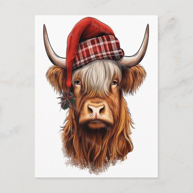 Carte Postale Noël Highland Cow Bubblegum 2025 (Devant)
