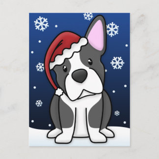 Carte postale Noël Kawaii Boston Terrier