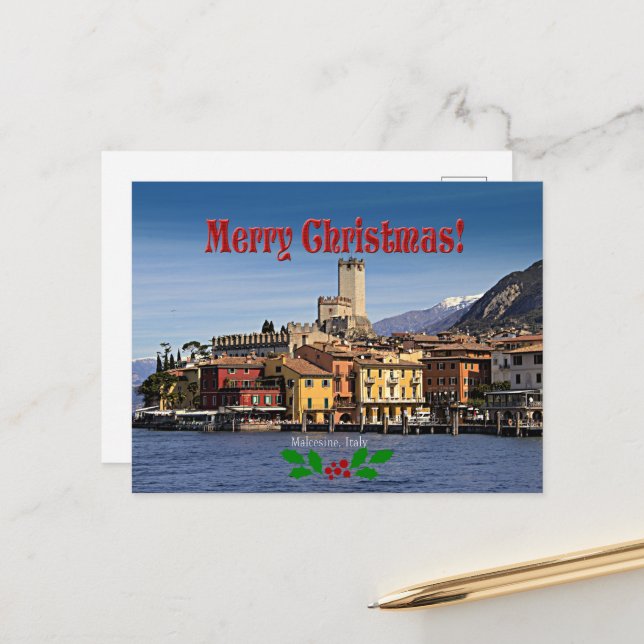 Carte Postale Noël - Malcesine, Italie (Devant/Arrière en situation)