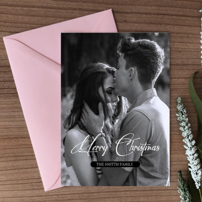 Carte Postale Noël minimal | Photo simple en noir et blanc (Créateur téléchargé)