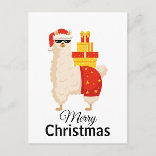 Carte Postale Noël Minimaliste Disco Santa Lama Drôle