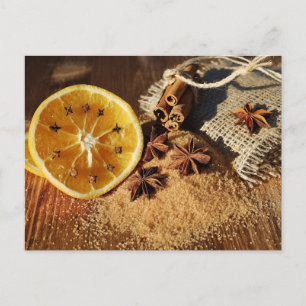 Carte Postale Noël orange cannelle