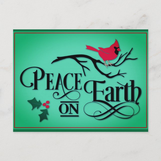 Carte Postale Noël Paix sur Terre Cardinal (Devant)