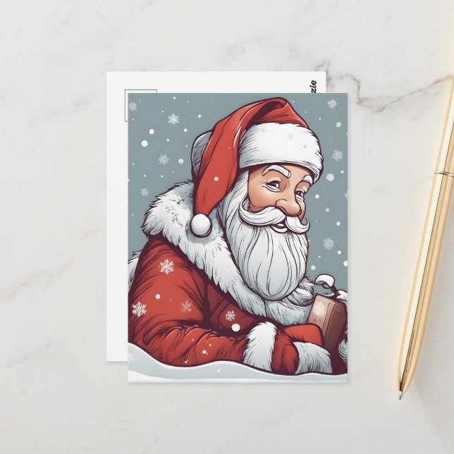 Carte Postale Noël Père Noël (Devant/Arrière en situation)