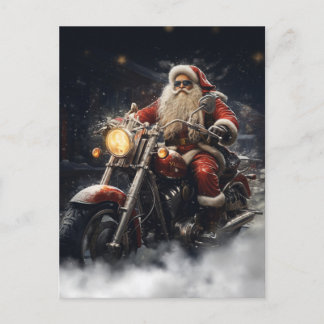 Carte Postale Noël Père Noël à moto