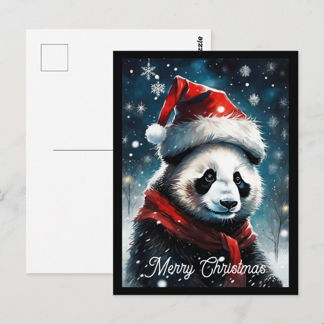 Carte Postale Noël père Noël Panda (Devant / Derrière)