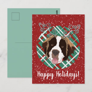 Carte Postale Noël personnalisable Saint Bernard