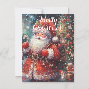 Carte Postale Noël personnalisé père Noël Tree