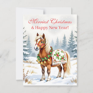Carte Postale Noël personnalisé Shetland Pony