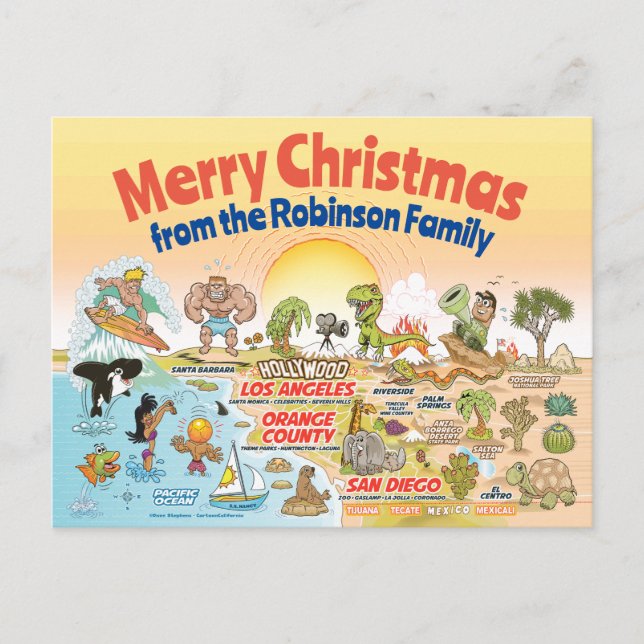 Carte Postale Noël personnalisé SoCal Sunset (Devant)