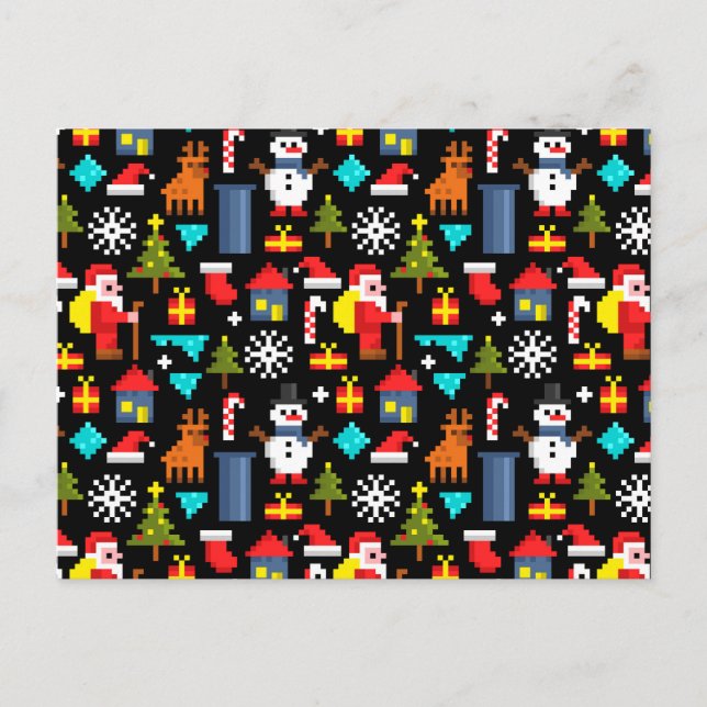 Carte Postale Noël Pixel (Devant)