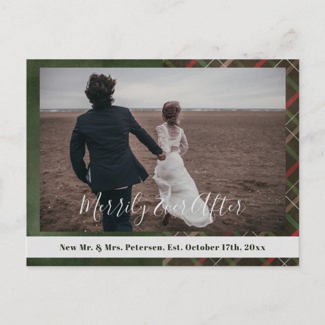 Carte Postale Noël plaid Merrily Ever Après la photo merci (Devant)