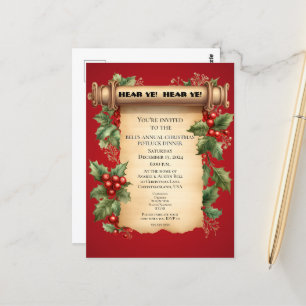 Carte Postale Noël Potluck Dîner Old World Scroll Invitat