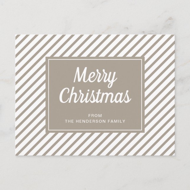 Carte Postale Noël rayé taupe moderne (Devant)