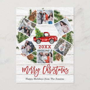 Carte Postale Noël Rétro Camion de ferme rouge Vacances 6 Photo