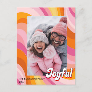 Carte Postale Noël rose rouge des années 1970