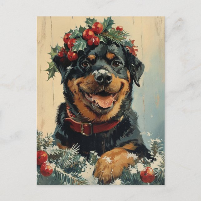 Carte Postale Noël Rottweiler (Devant)