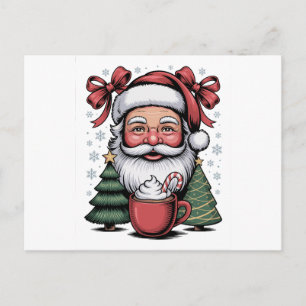 Carte Postale Noël Rouge Coquette Père Noël Noël