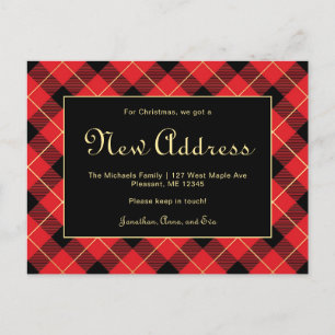 Carte Postale Noël Rouge Plaid Nouvelle Adresse Déménagement vac