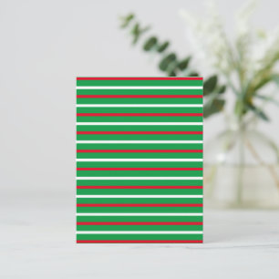 Carte Postale Noël Rouge vert blanc rayures motif jour férié