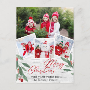 Carte Postale Noël Rustique écorce de bouleau photo voeux de vac