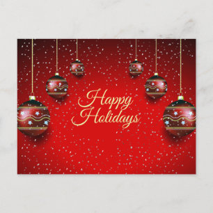 Carte Postale Noël Salutation Golden Red Winter Holidays