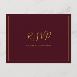 Carte Postale Noël Simple Élégant   Réponse RSVP Mariage Rouge