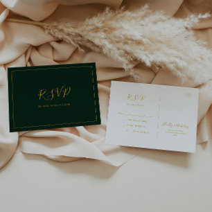 Carte Postale Noël simple et élégant   Mariage vert RSVP