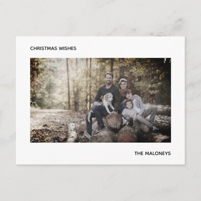 Carte Postale noël souhaite photo moderne noir blanc rayé (Devant)