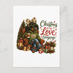 Carte Postale Noël teckel est mon langage de l'amour