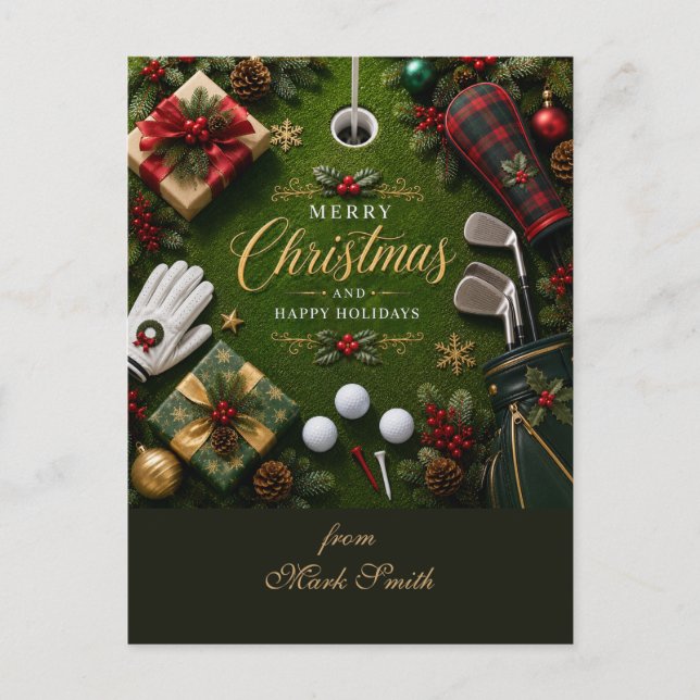 Carte Postale Noël vacances de golf (Devant)