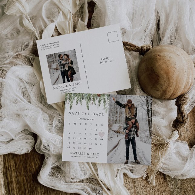 Carte Postale Noël Vacances hiver Photo Enregistrer la date (Créateur téléchargé)