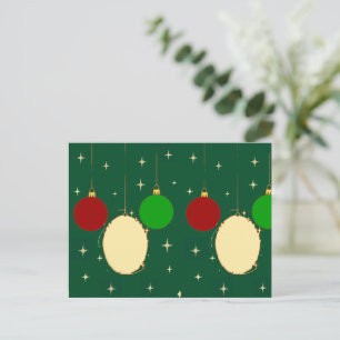 Carte Postale Noël Vert Sapin Boules Festives