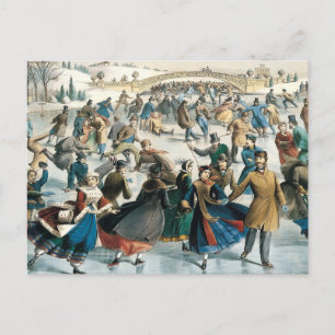 Carte Postale Noël victorien Central Park Currier & Ives