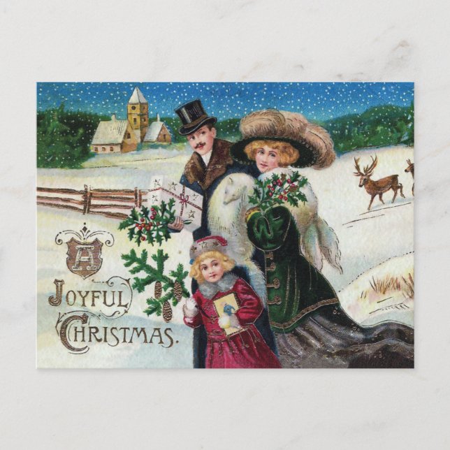 Carte Postale Noël victorien vintage (Devant)