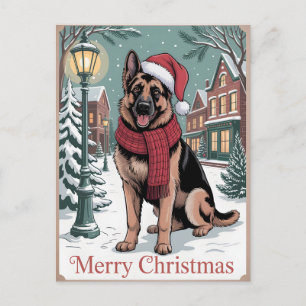 Carte Postale Noël vintage Berger Allemand