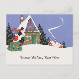 Carte Postale Noël vintage, couple victorien allant à une fête