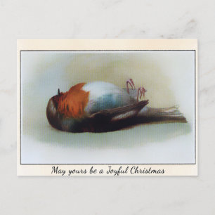 Carte Postale Noël vintage des oiseaux morts du Victoria