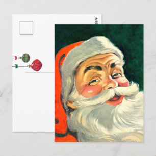 Carte Postale Noël vintage, joyeux Père Noël rétro des années 50