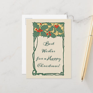 Carte Postale Noël vintage Noël Holly Berries