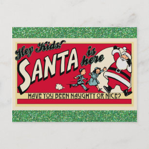 Carte Postale Noël Vintage Père Noël Naughty Ou Nice