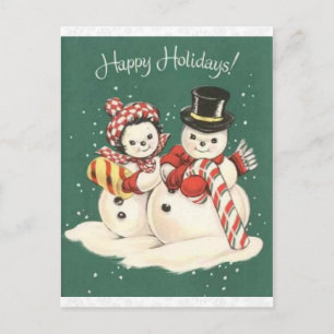 Carte Postale Noël vintage Snowman mignon