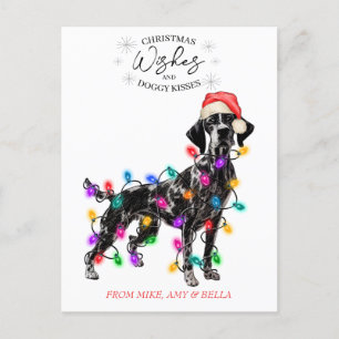 Carte Postale Noël Voeux Chien Chiot Baisers Joli Animal Personn